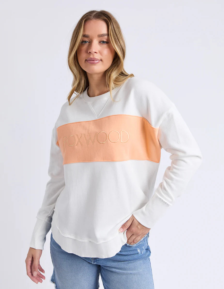 Foxwood Simplified Tonal Crew Vintage White & Peach