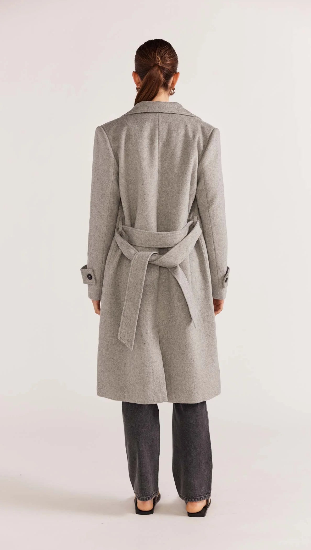 STAPLE THE LABEL READE BELTED COAT GREY MARLE