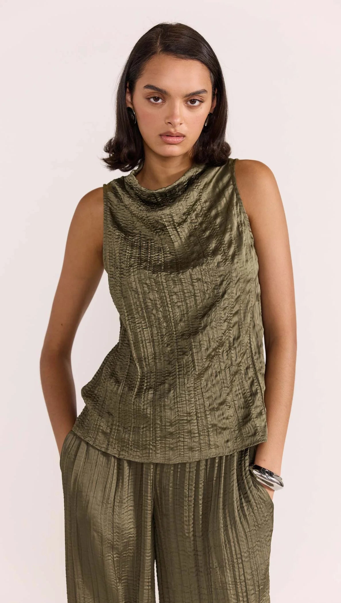 STAPLE THE LABEL THALIA DRAWSTRING PANTS OLIVE