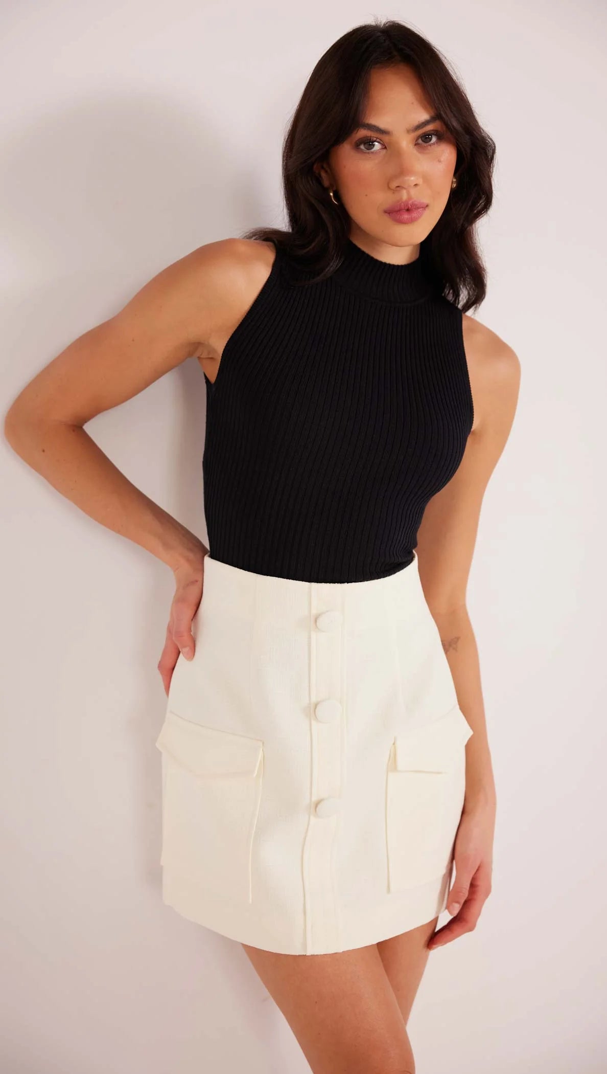 MINK PINK ELLIS REVERSIBLE KNIT BLACK