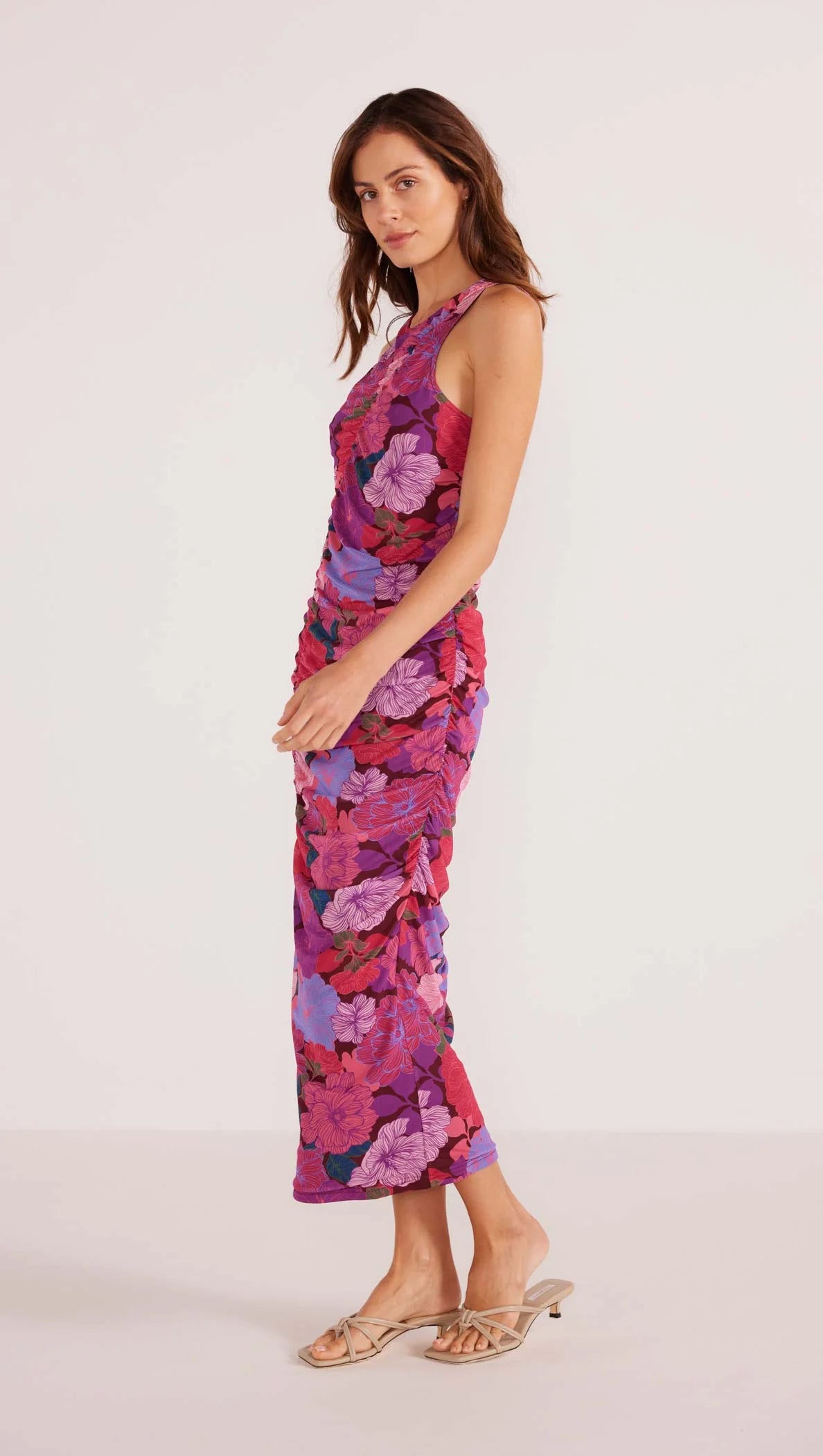 MINK PINK LEXIE MESH MIDI DRESS FLORAL BLOOMS