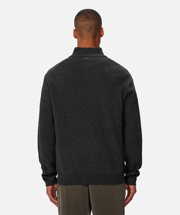 INDUSTRIE THE LAKEWOOD ZIP NECK KNIT CHARCOAL 2.0