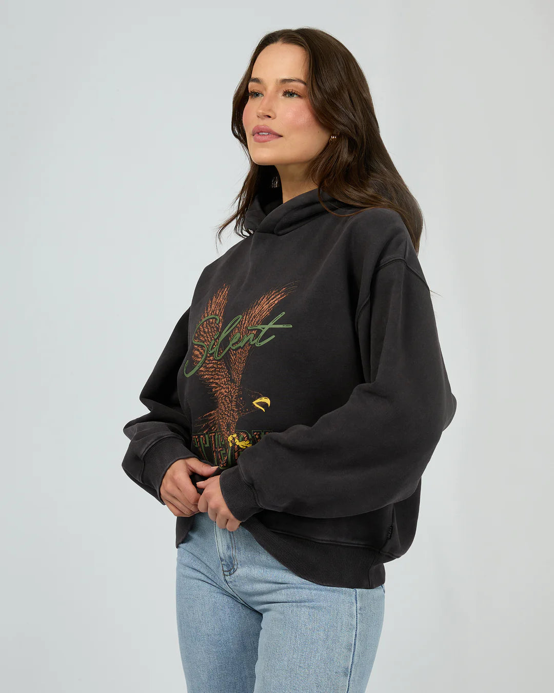 SILENT THEORY DEPARTED HOODIE WASHED BLACK