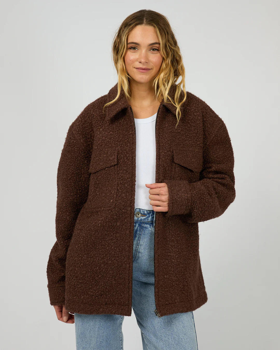 SILENT THEORY ROMY TEXTURED JACKET BROWN