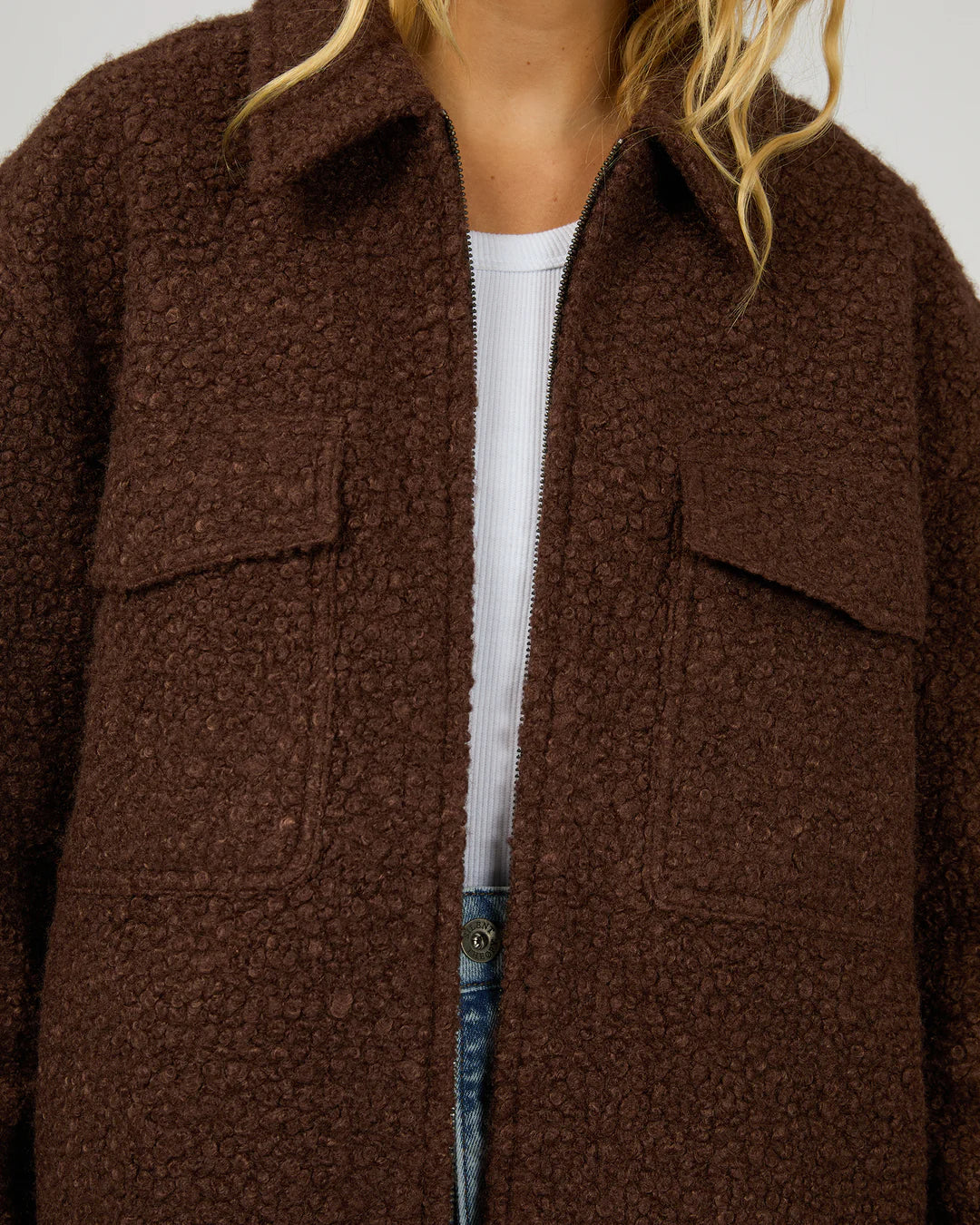 SILENT THEORY ROMY TEXTURED JACKET BROWN