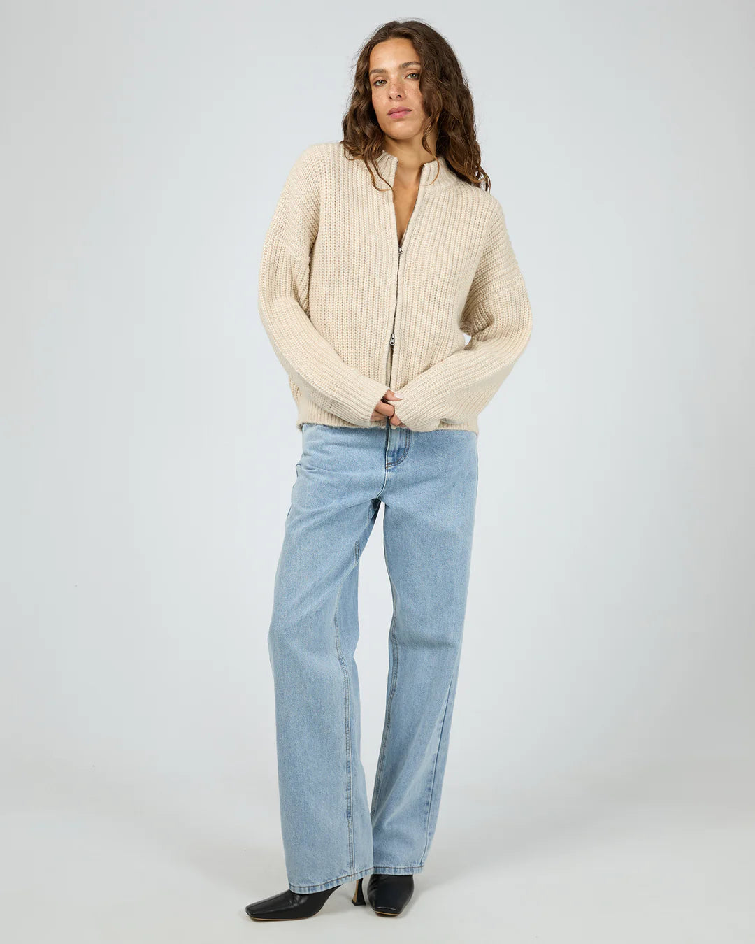SILENT THEORY MAPLE ZIP THRU KNIT JUMPER NATURAL