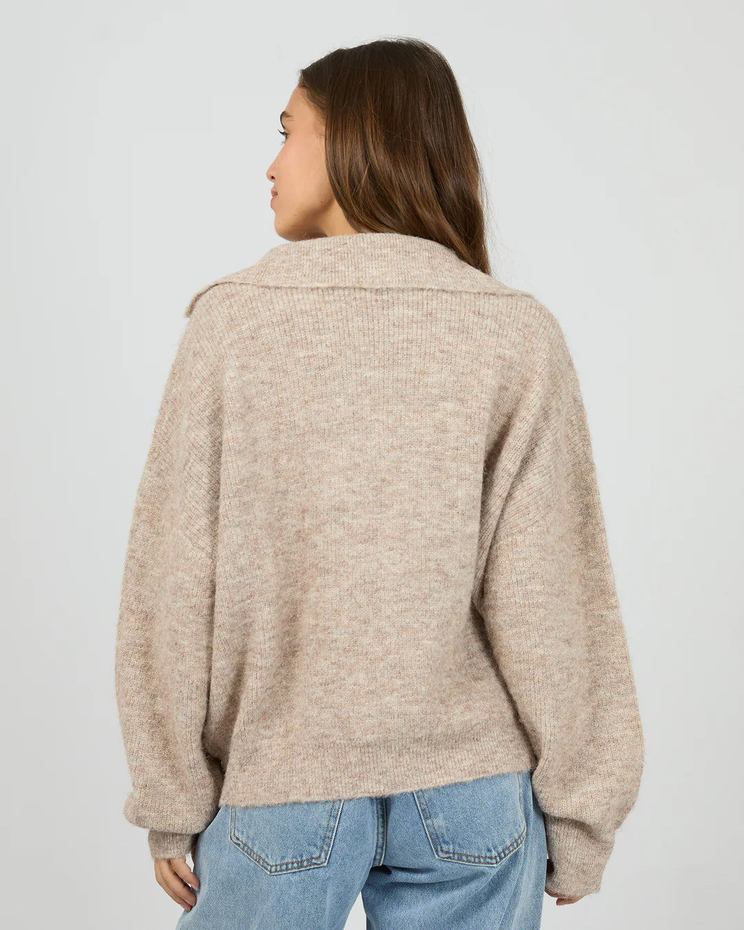 Silent Theory Bonni Knit 1/4 Zip Jumper | Brown
