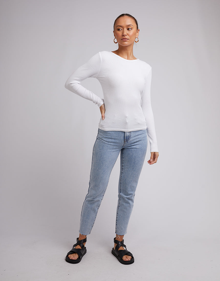 SILENT THEORY RIB LONG SLEEVE WHITE