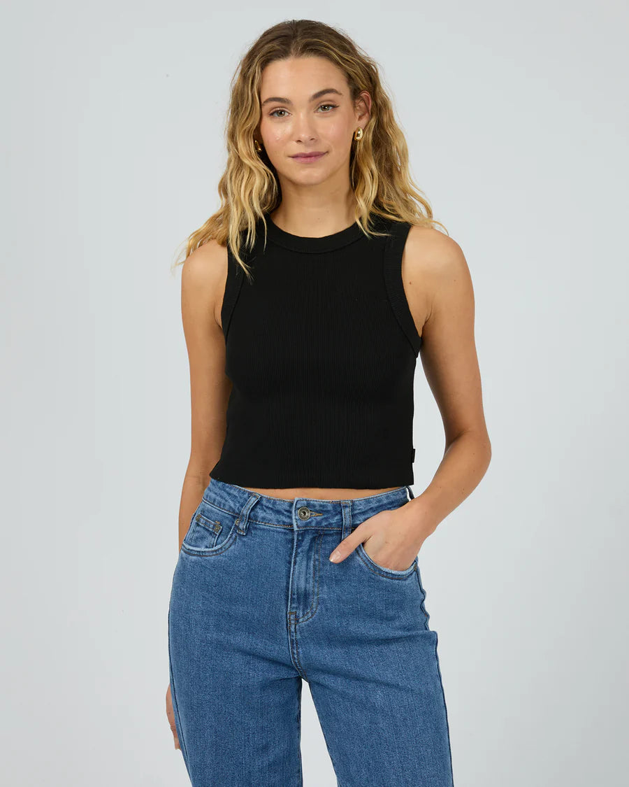 SILENT THEORY PIA CROP TANK BLACK