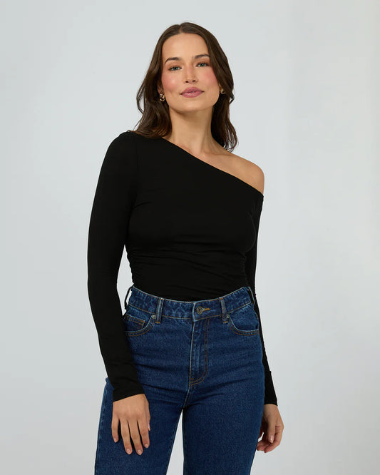 SILENT THEORY EVIE RUCHED LONG SLEEVE BLACK