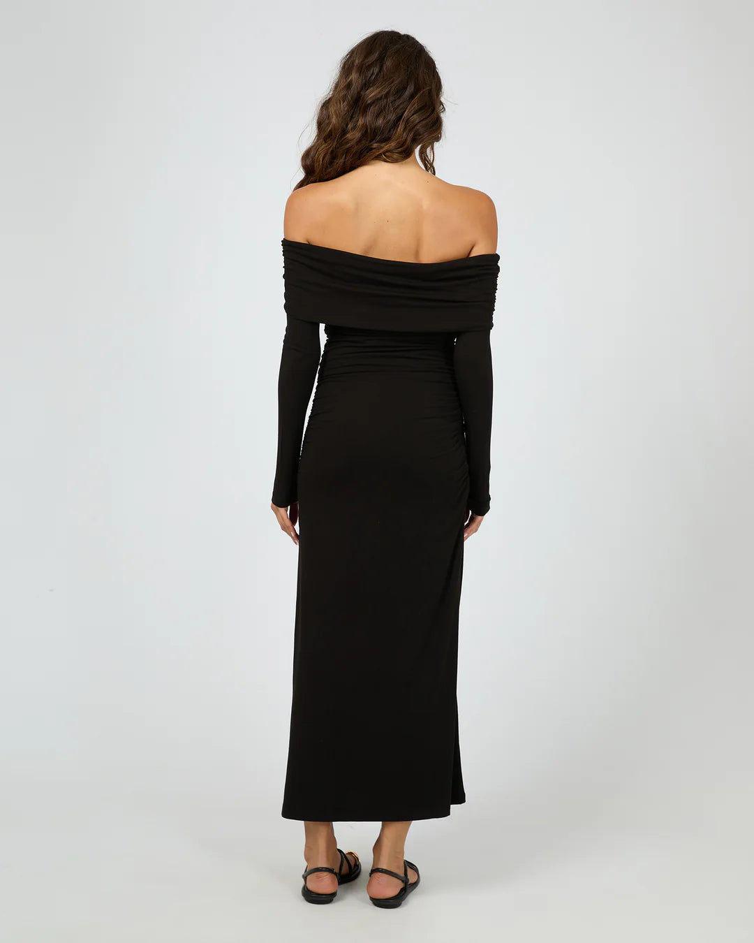 SILENT THEORY FOLD OVER MAXI DRESS BLACK