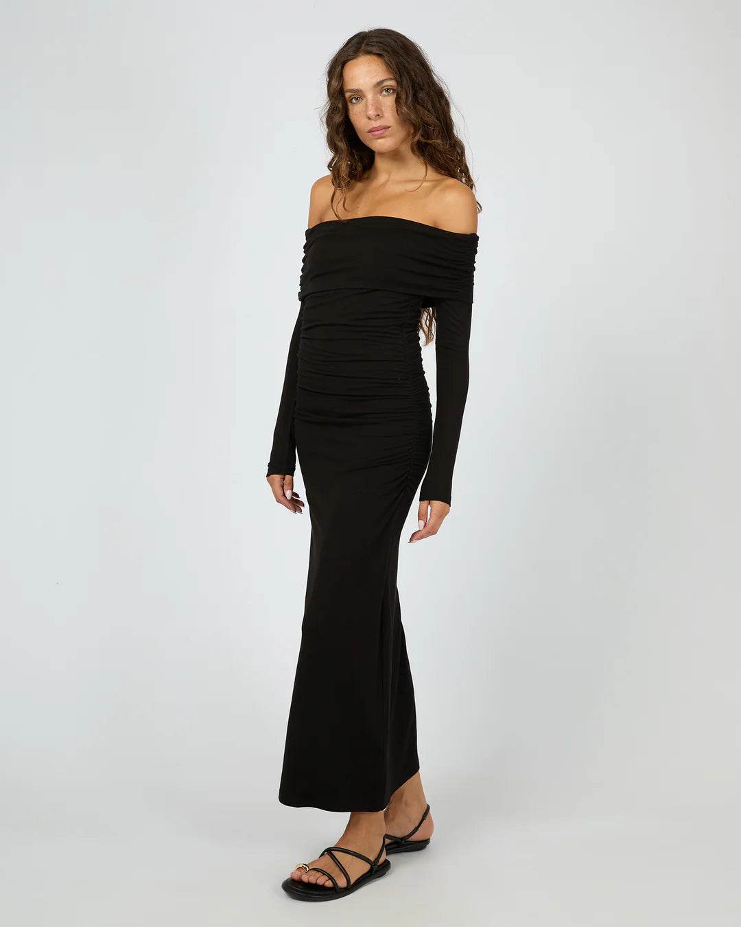 SILENT THEORY FOLD OVER MAXI DRESS BLACK