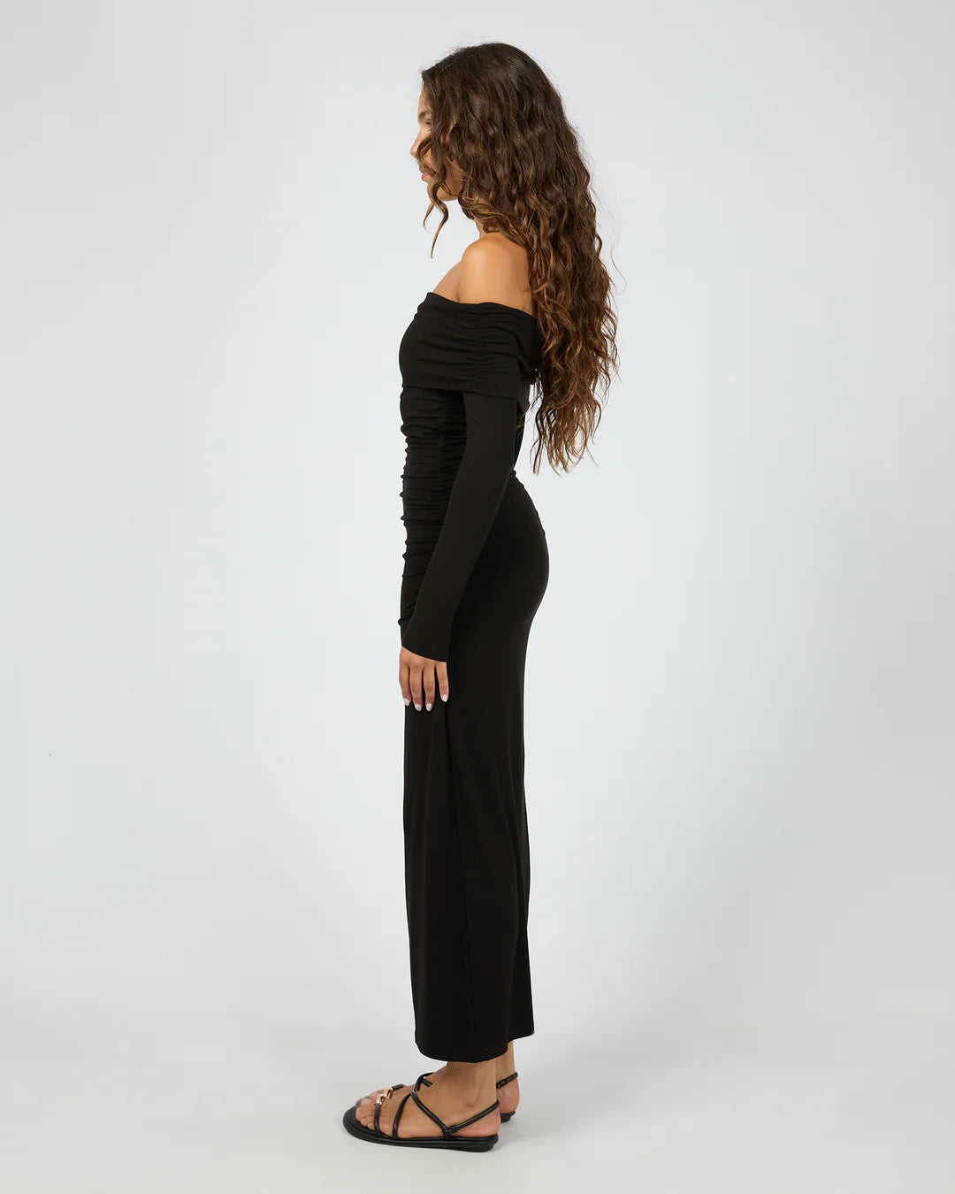 SILENT THEORY FOLD OVER MAXI DRESS BLACK