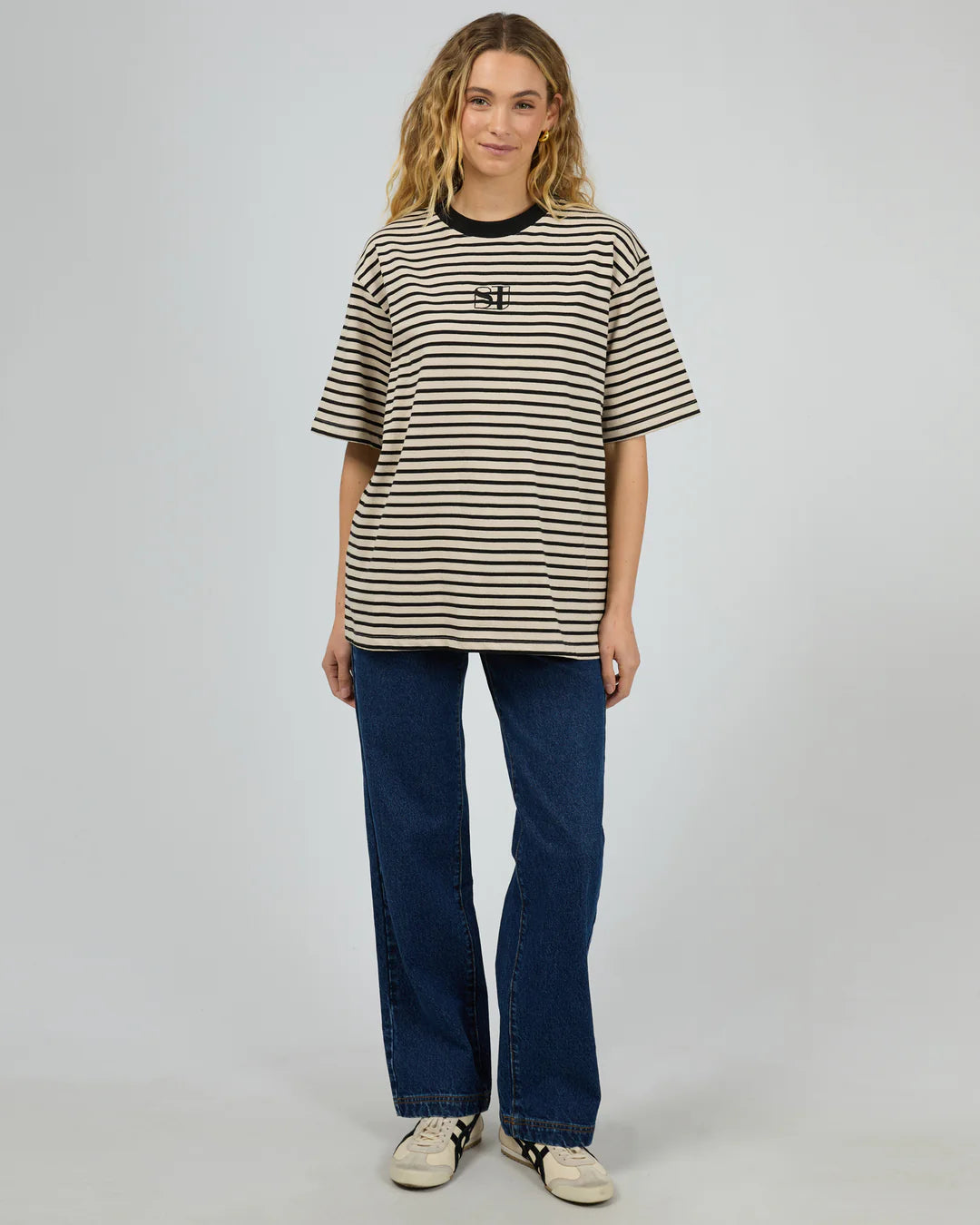 ALL ABOUT EVE SILENT STRIPE S/S TEE BLACK
