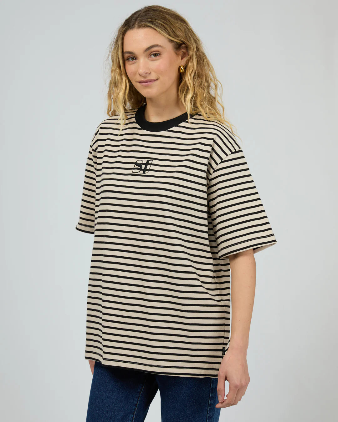 ALL ABOUT EVE SILENT STRIPE S/S TEE BLACK