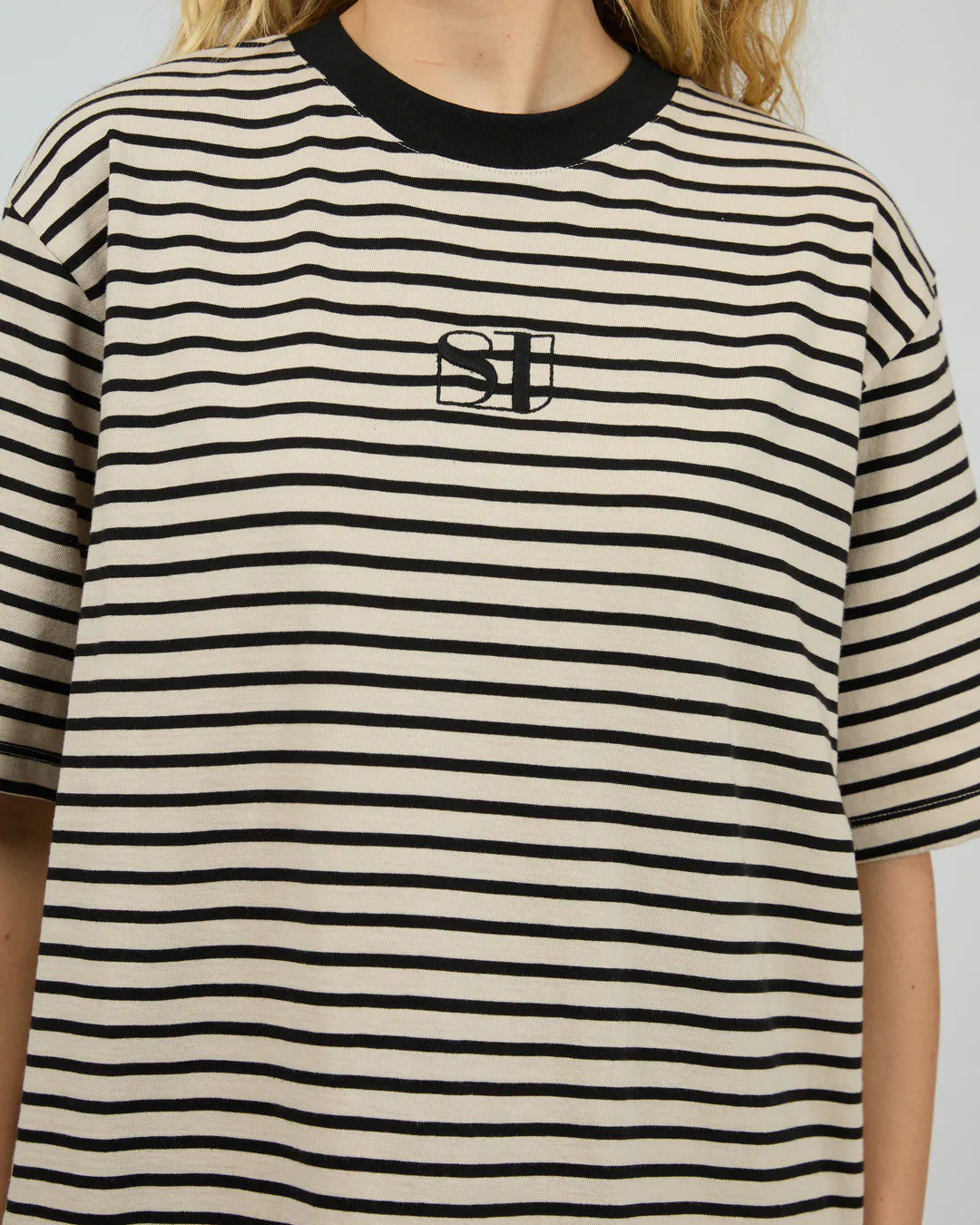 ALL ABOUT EVE SILENT STRIPE S/S TEE BLACK