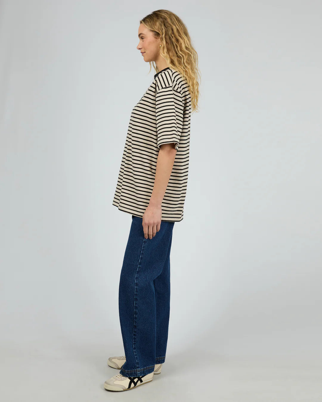 ALL ABOUT EVE SILENT STRIPE S/S TEE BLACK
