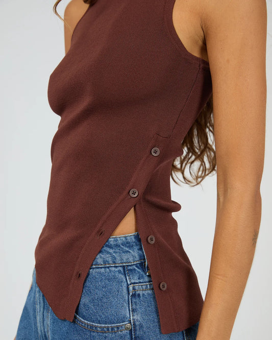 Silent Theory Ollie Button Down Knit Tank | Cherry