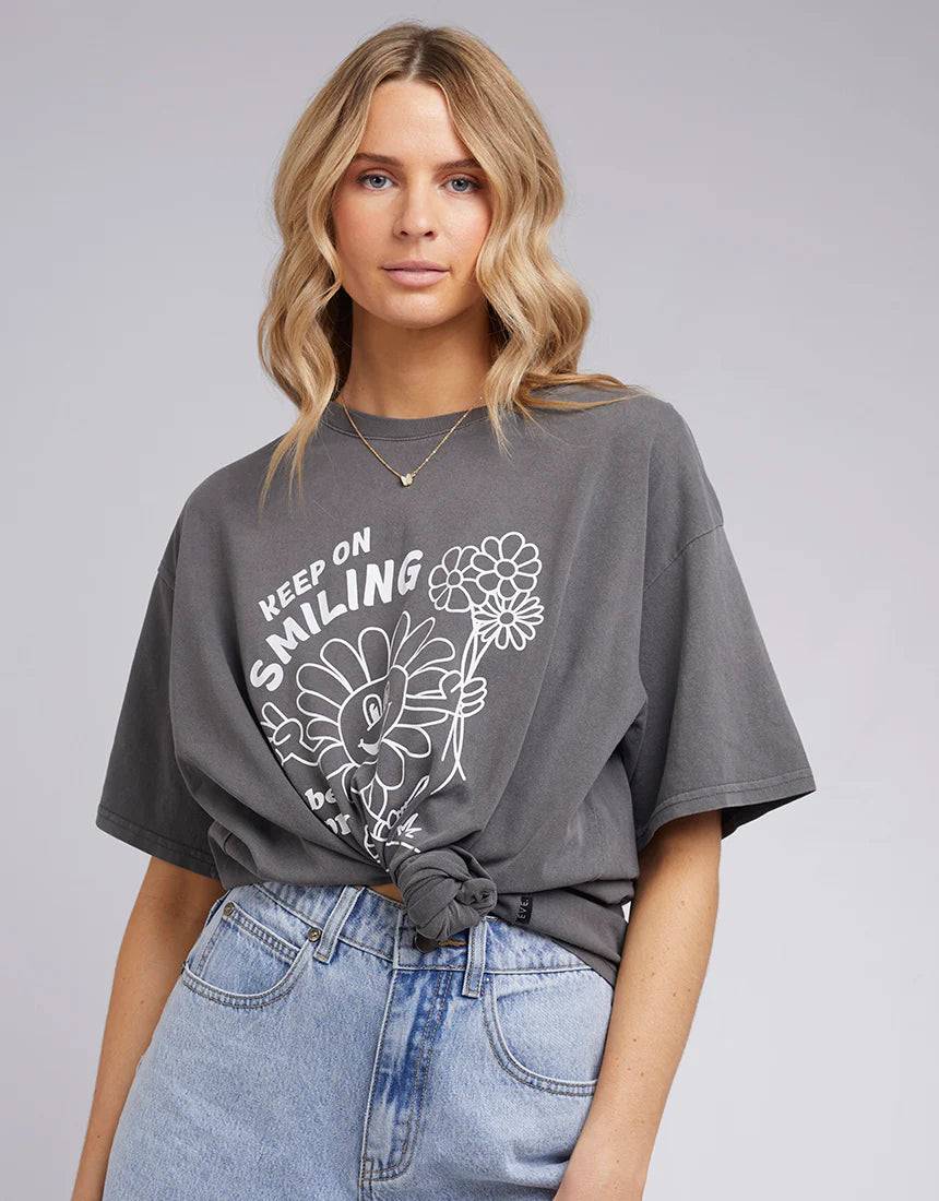 ALL ABOUT EVE SMILING TEE CHARCOAL