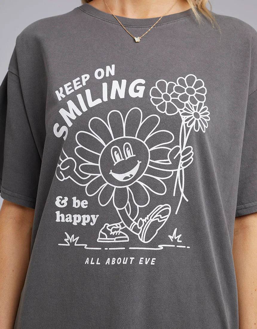 ALL ABOUT EVE SMILING TEE CHARCOAL