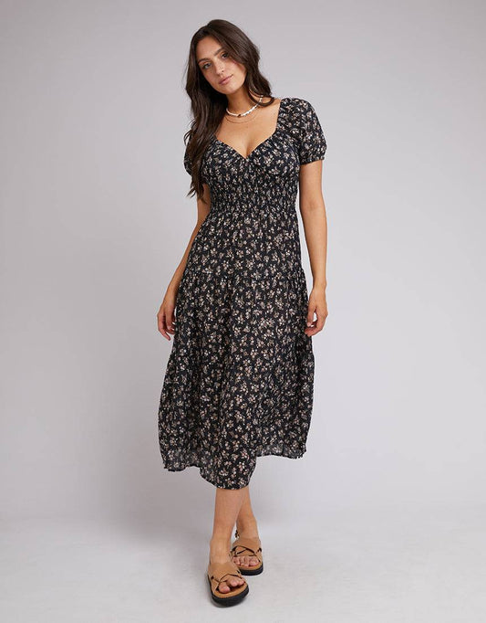 ALL ABOUT EVE MAYA FLORAL MAXI DRESS BLACK