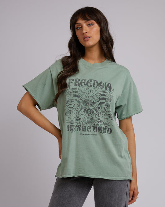 ALL ABOUT EVE IN THE WIND OVERSIZED TEE SAGE