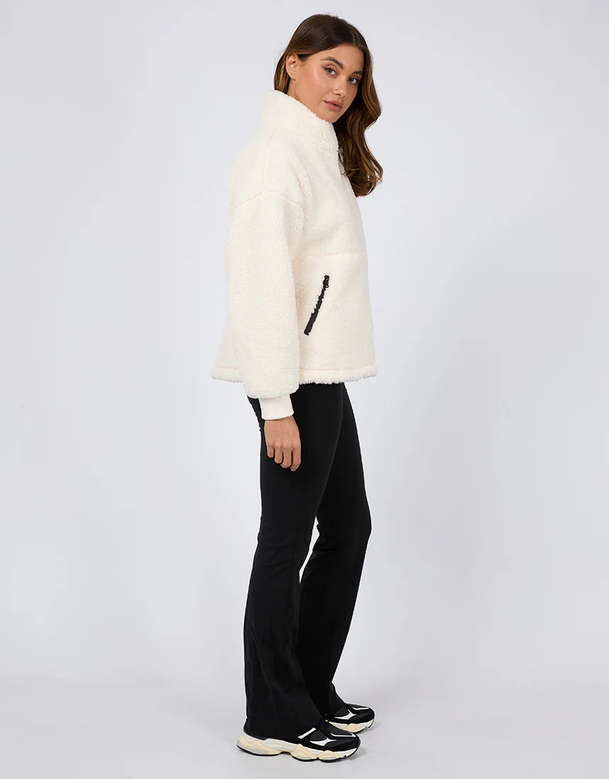 ALL ABOUT EVE AAE ACTIVE AMARA QUARTER ZIP TEDDY VINTAGE WHITE