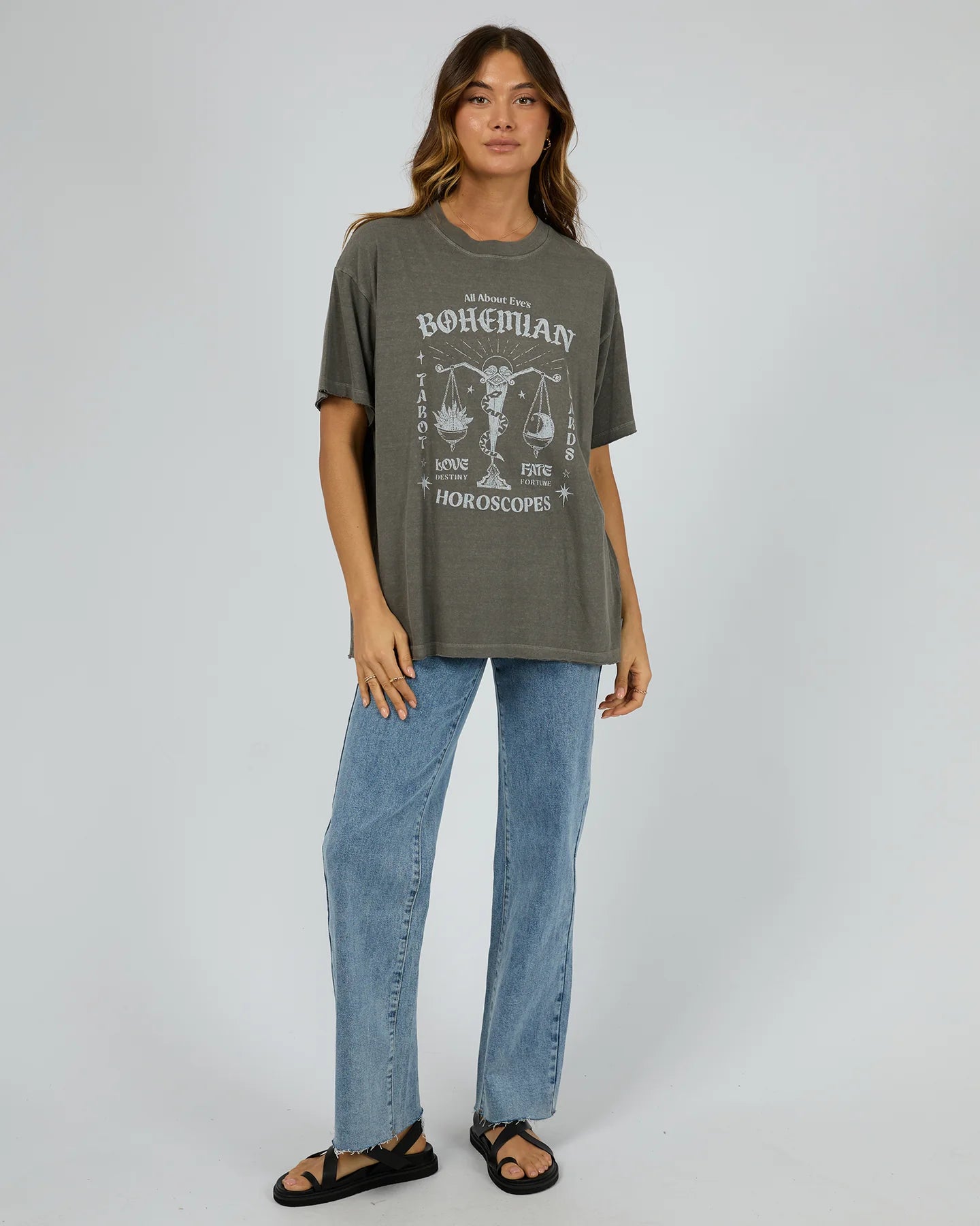 ALL ABOUT EVE BOHEMIAN OVERSIZED TEE CHARCOAL