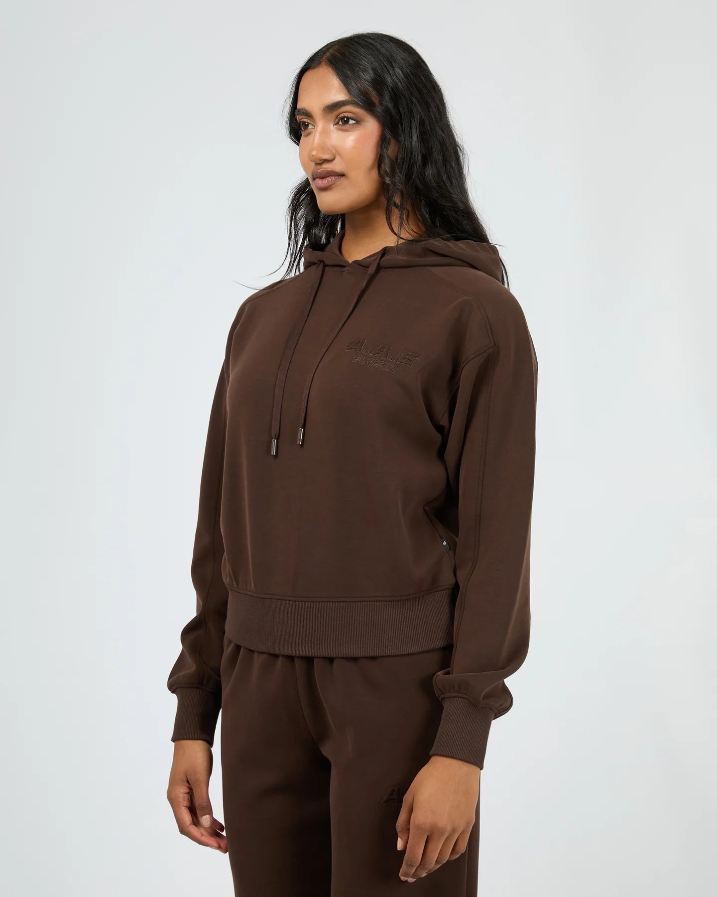 ALL ABOUT EVE AAE ACTIVE LUXE ACTIVE CROP HOODIE BROWN