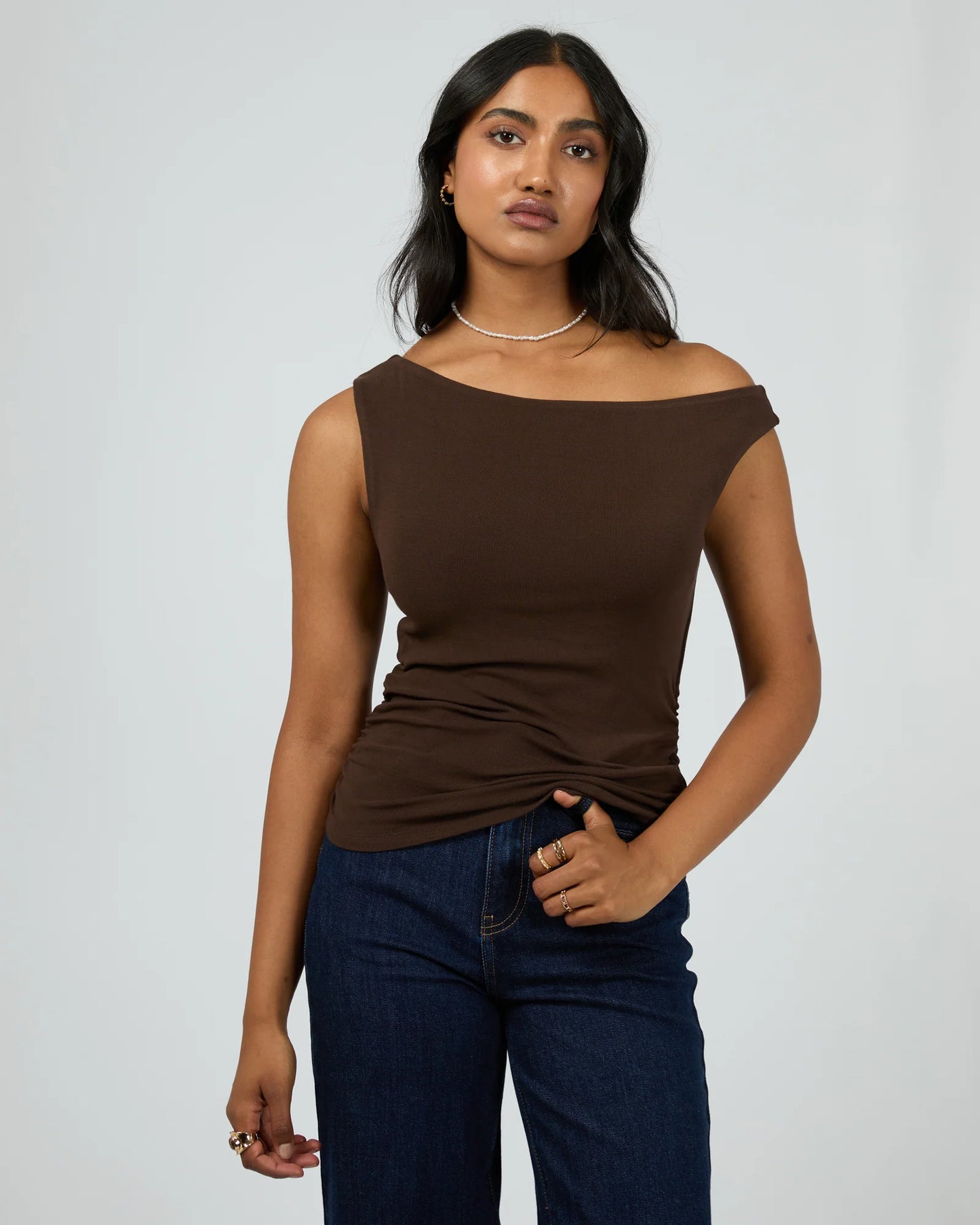 All About Eve Kylie Off Shoulder Top Brown