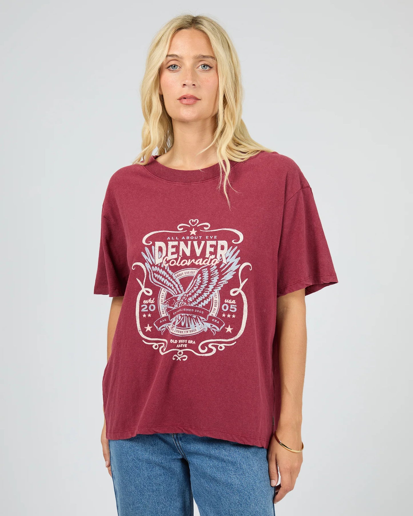 All About Eve Old West Era Box Tee Wine