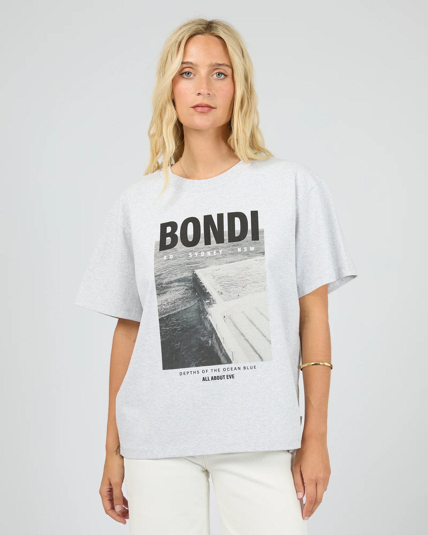 All About Eve Bondi Box Tee Snow Marle