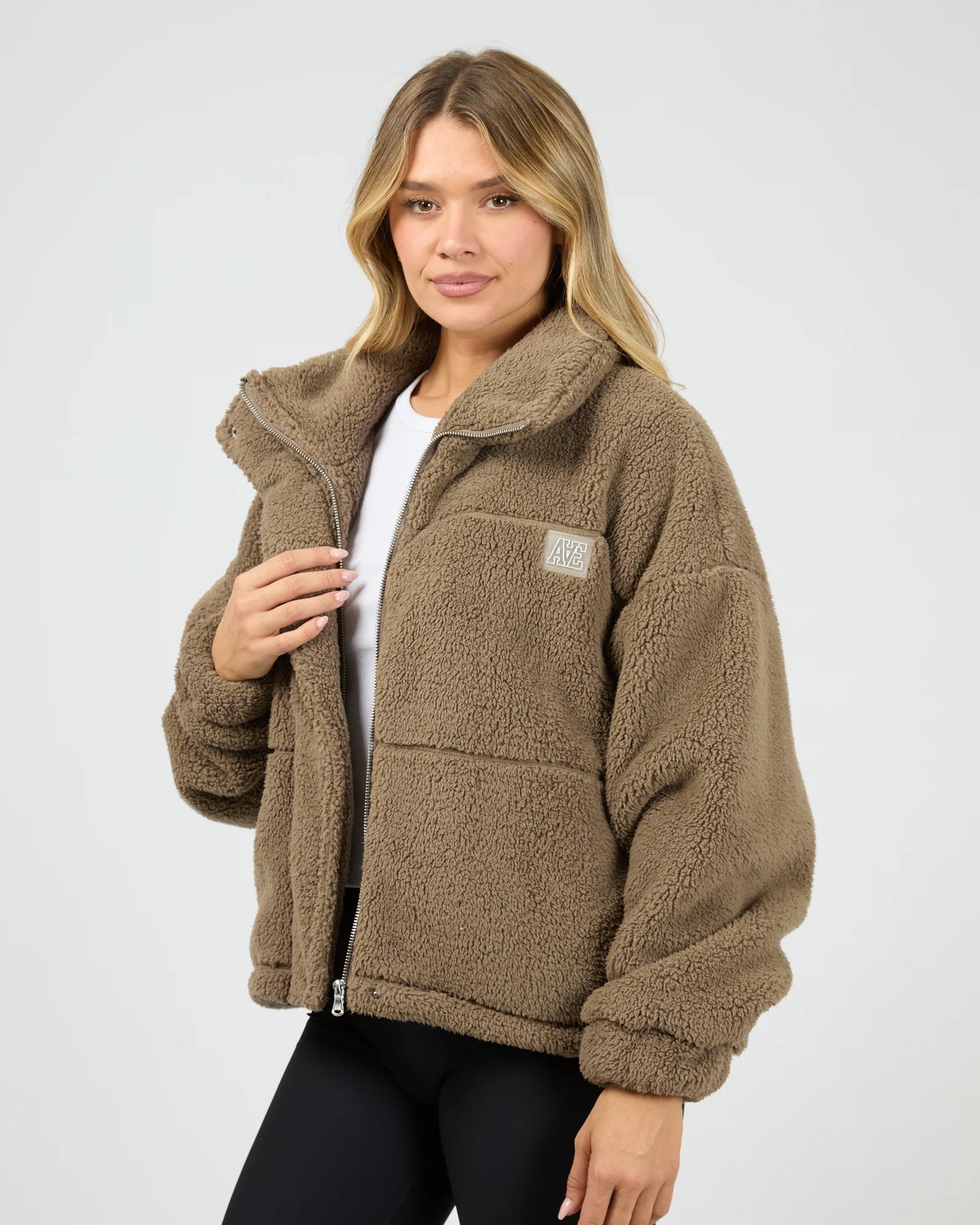 All About Eve Active Cosy Club Teddy Jacket | Mocha