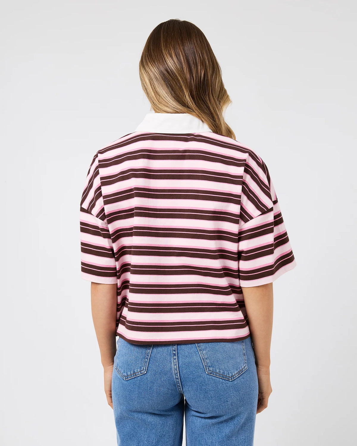All About Eve Harri Stripe Rugby Top | Pale Pink