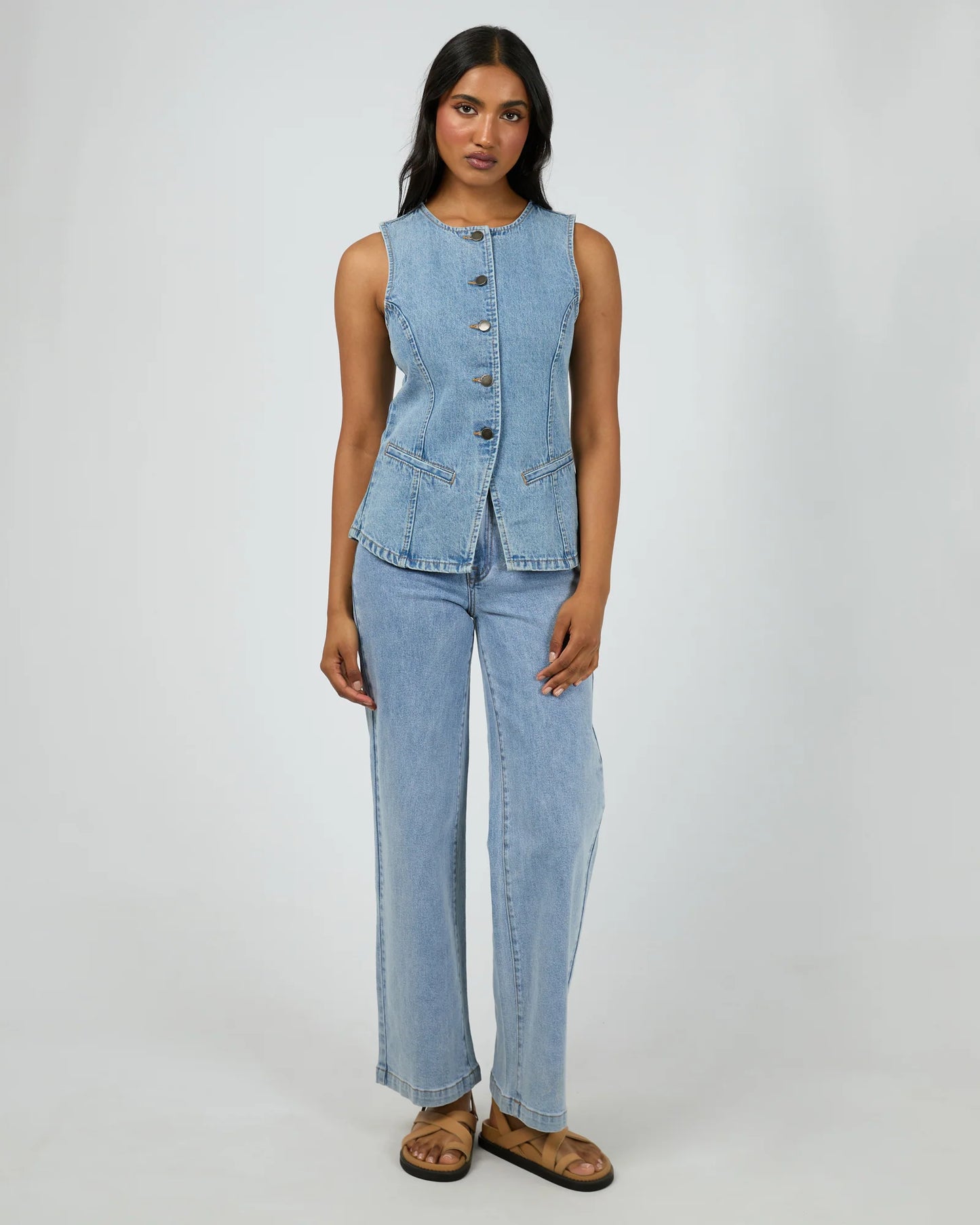 ALL ABOUT EVE LENA DENIM VEST LIGHT BLUE