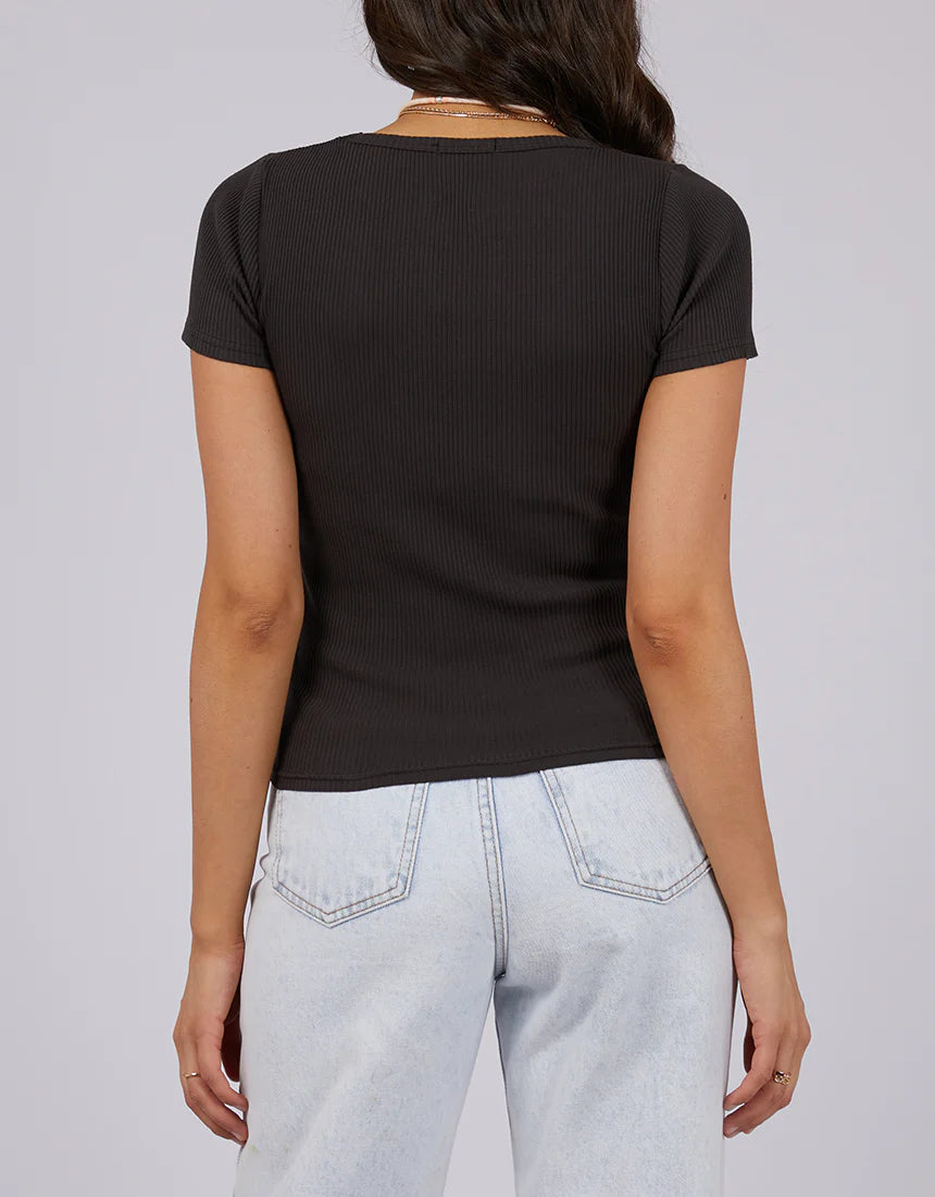 ALL ABOUT EVE EVE RIB V NECK TEE WASHED BLACK
