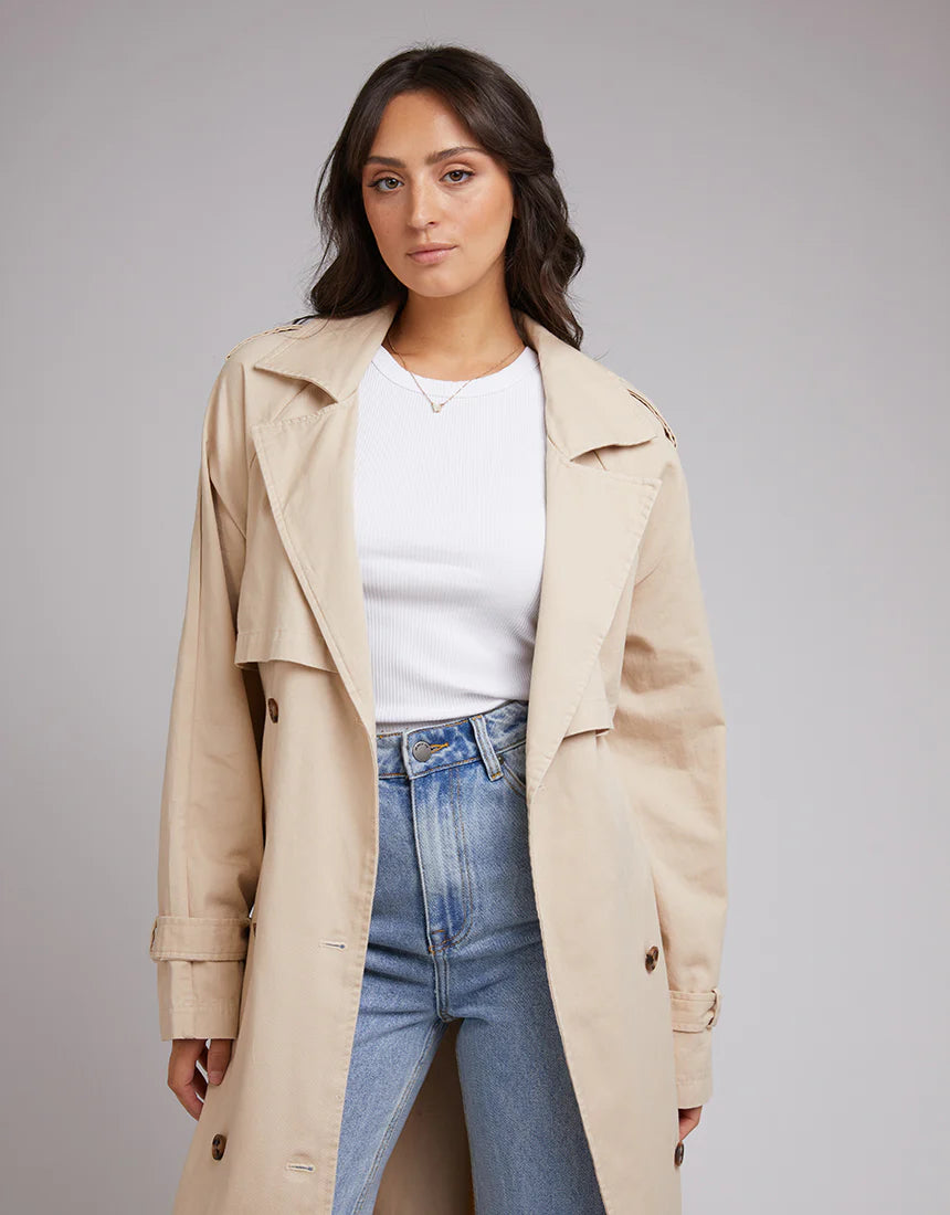 ALL ABOUT EVE EMERSON TRENCH COAT TAN