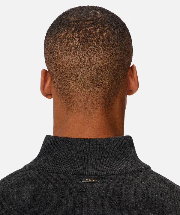 INDUSTRIE THE LAKEWOOD ZIP NECK KNIT CHARCOAL 2.0