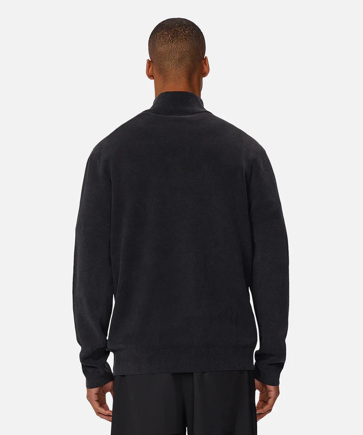 INDUSTRIE THE LAKEWOOD ZIP NECK KNIT WASHED BLACK