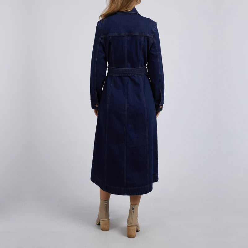FOXWOOD GENEVIEVE DENIM DRESS DARK BLUE