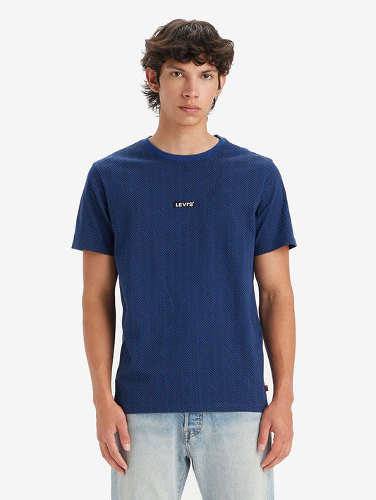 LEVI'S MENS RELAXED BABY TAB SHORT SLEEVE T-SHIRT ITALIC SURGE NAVY PEONY