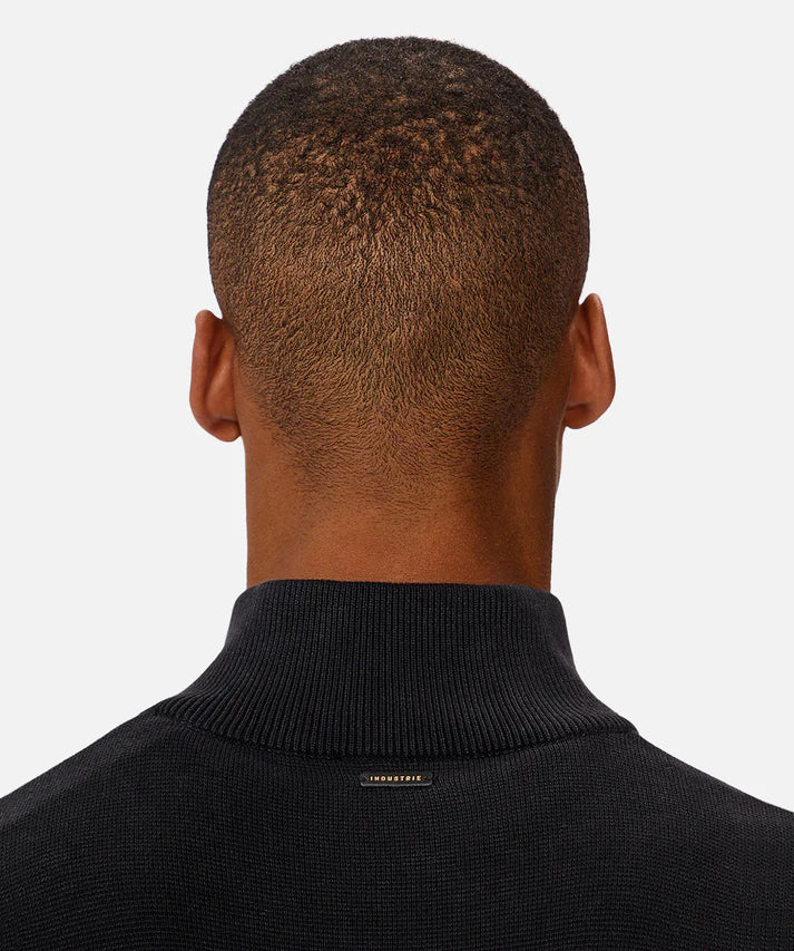 INDUSTRIE THE LAKEWOOD ZIP NECK KNIT WASHED BLACK