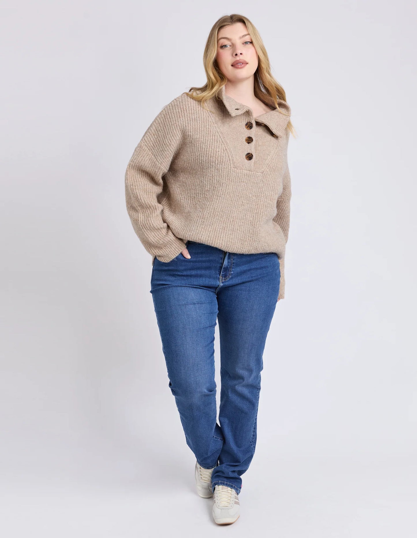 ELM BRON BUTTON KNIT OAT