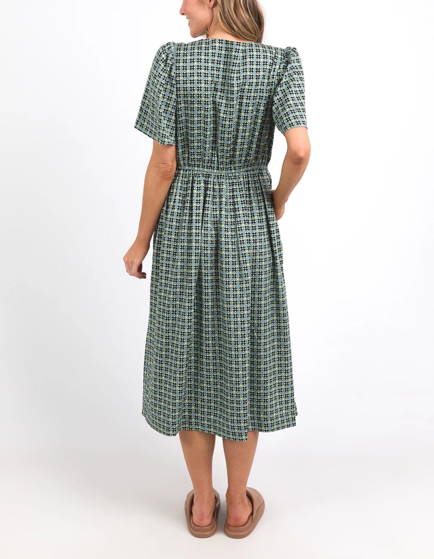ELM TILE GEO DRESS GREEN