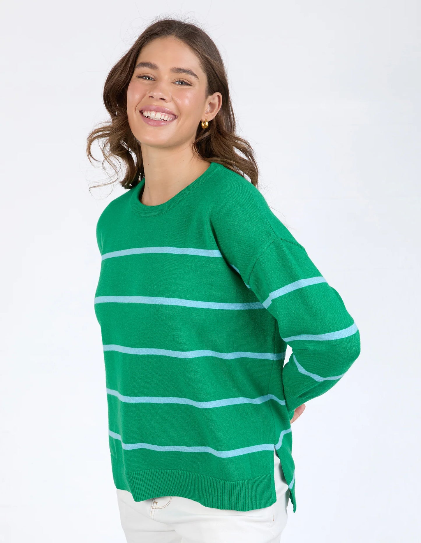 FOXWOOD CHARLI STRIPE KNIT PINE GREEN