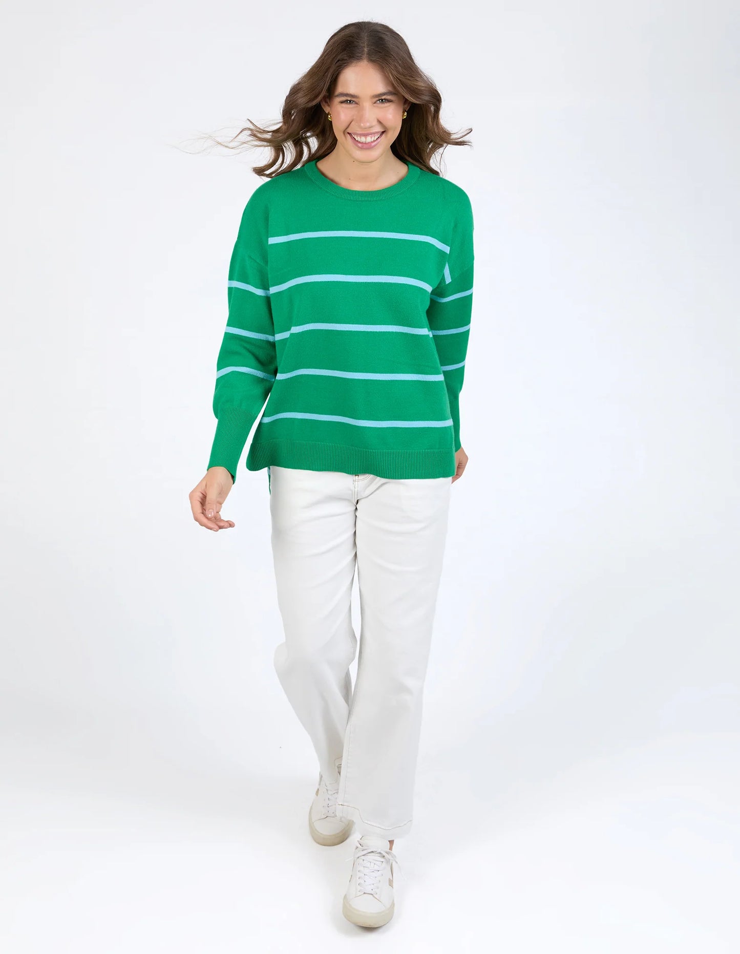 FOXWOOD CHARLI STRIPE KNIT PINE GREEN