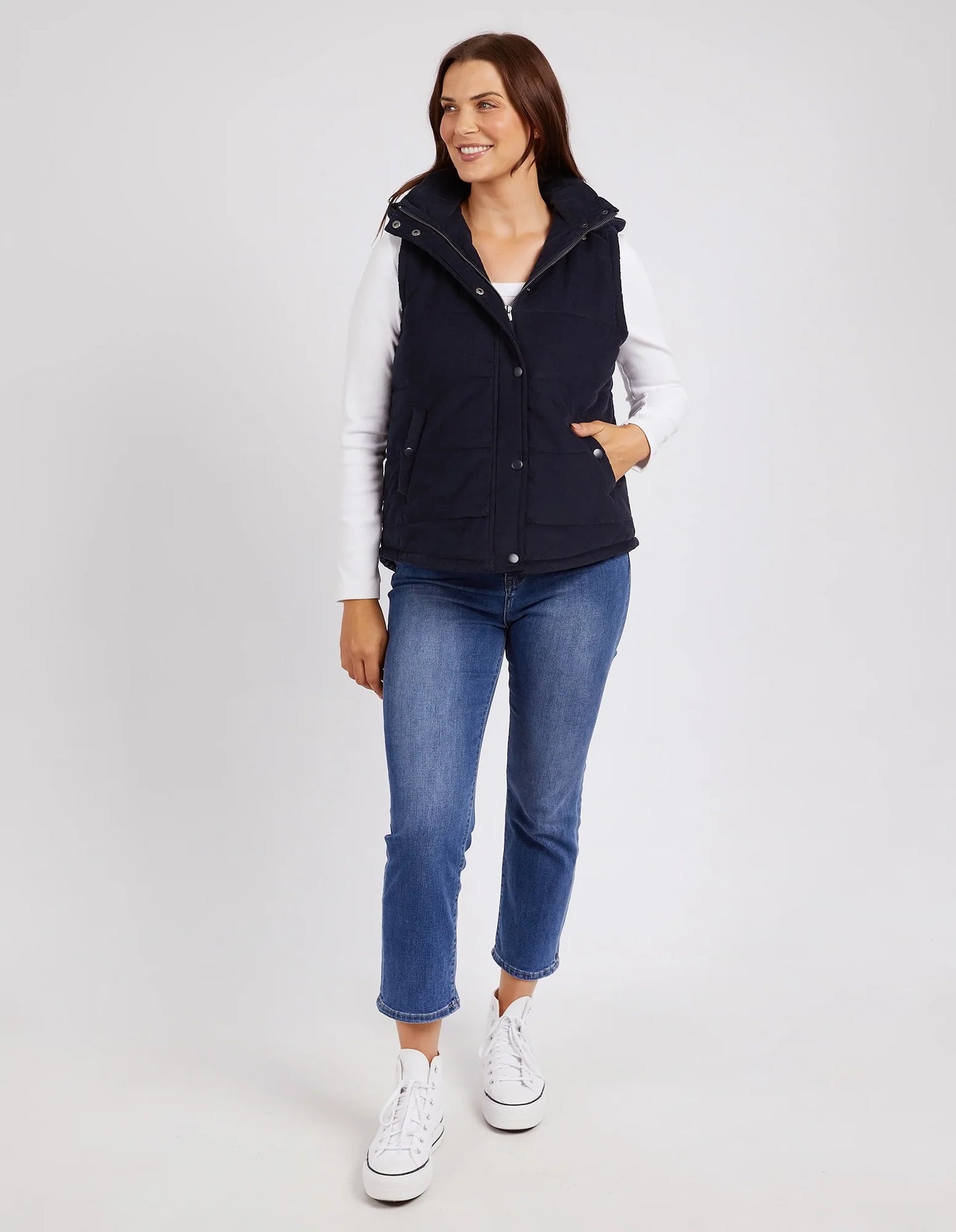 ELM CORD PUFFER VEST NAVY