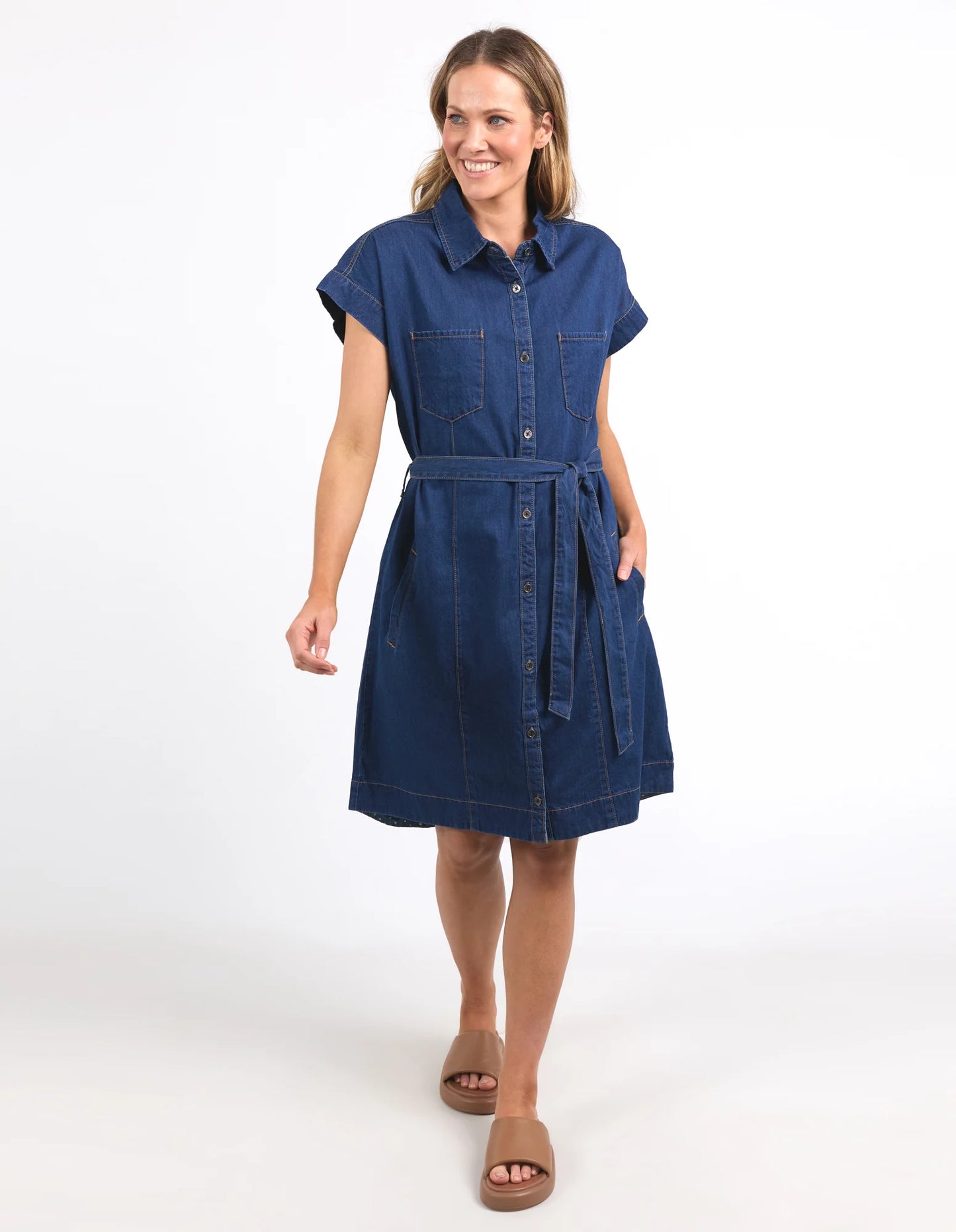 ELM EVERLEIGH DENIM DRESS DARK BLUE WASH