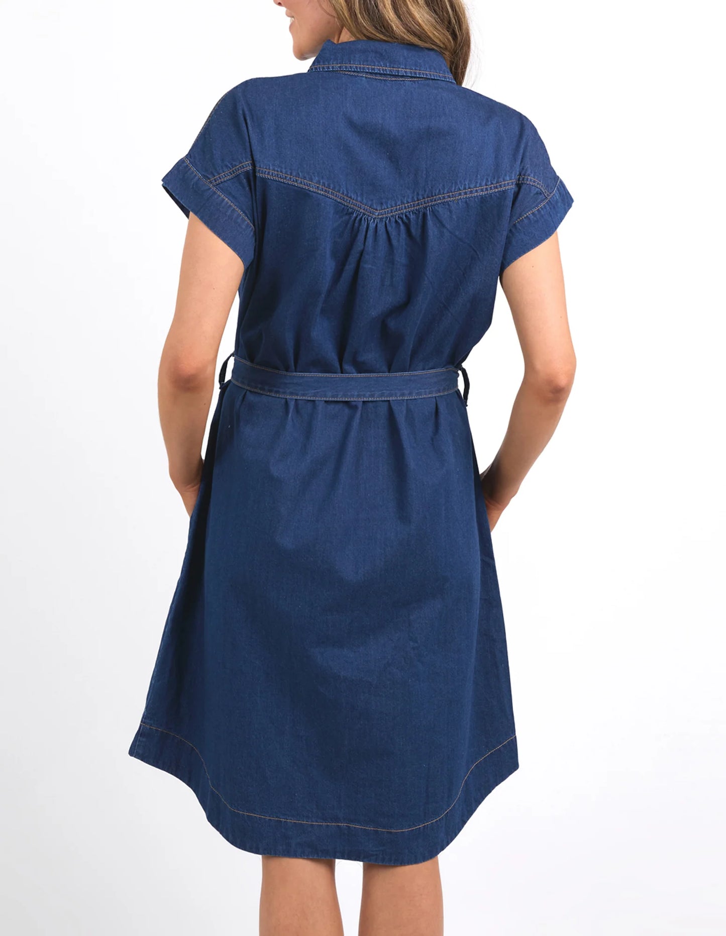 ELM EVERLEIGH DENIM DRESS DARK BLUE WASH