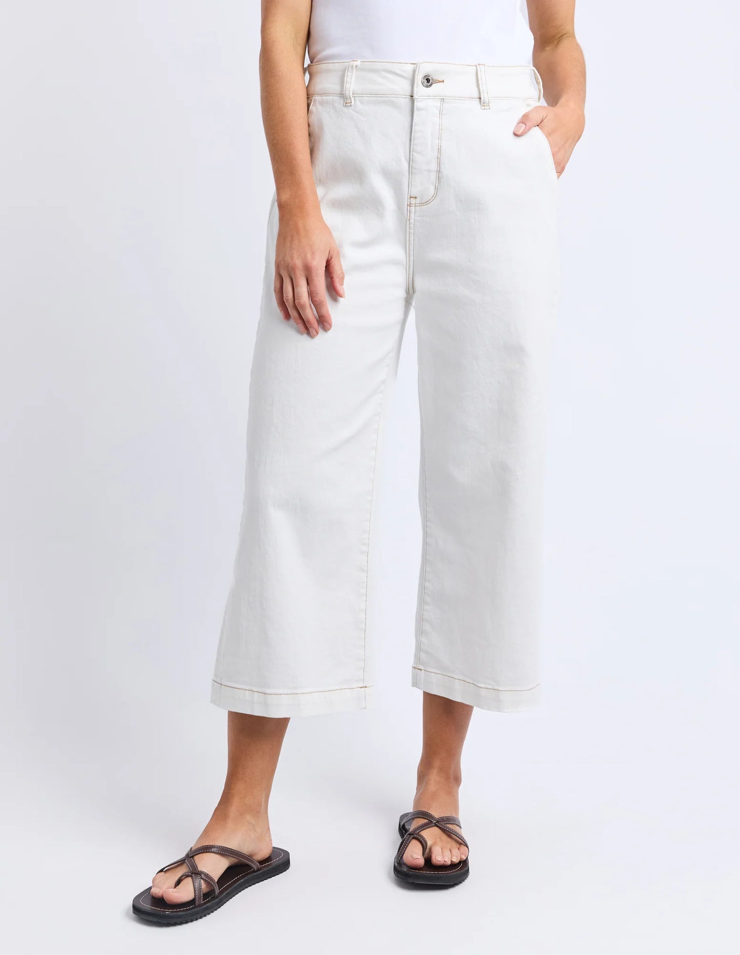 Elm Sidney Cropped Wide Leg Jean White